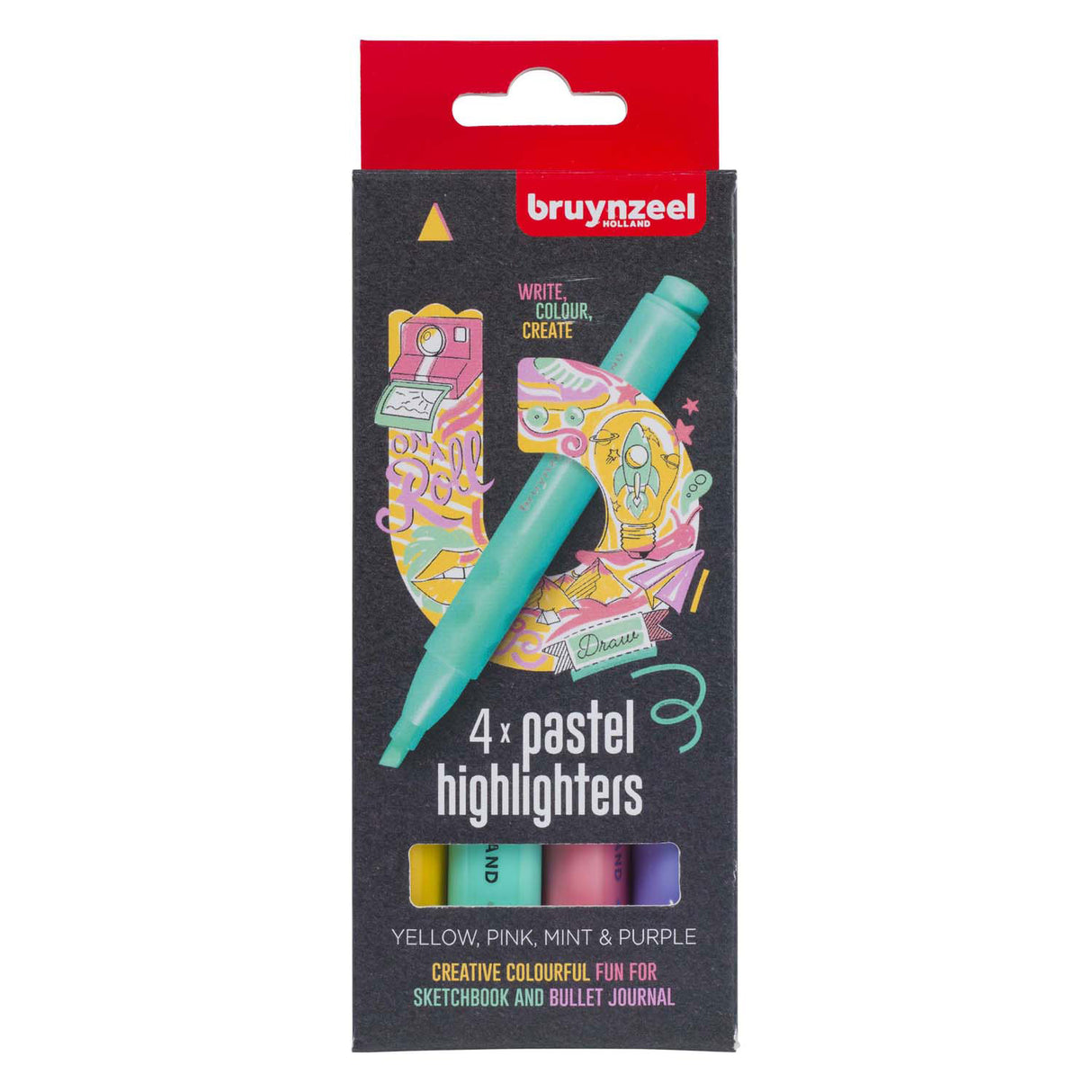 Bruynzeel Textmarker-Set Pastell 4 Farben