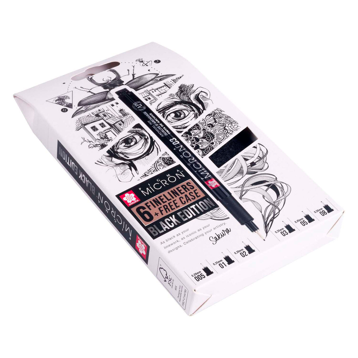 Sakura Pigma Micron Black Edition Set und Gratis-Etui, 6-tlg
