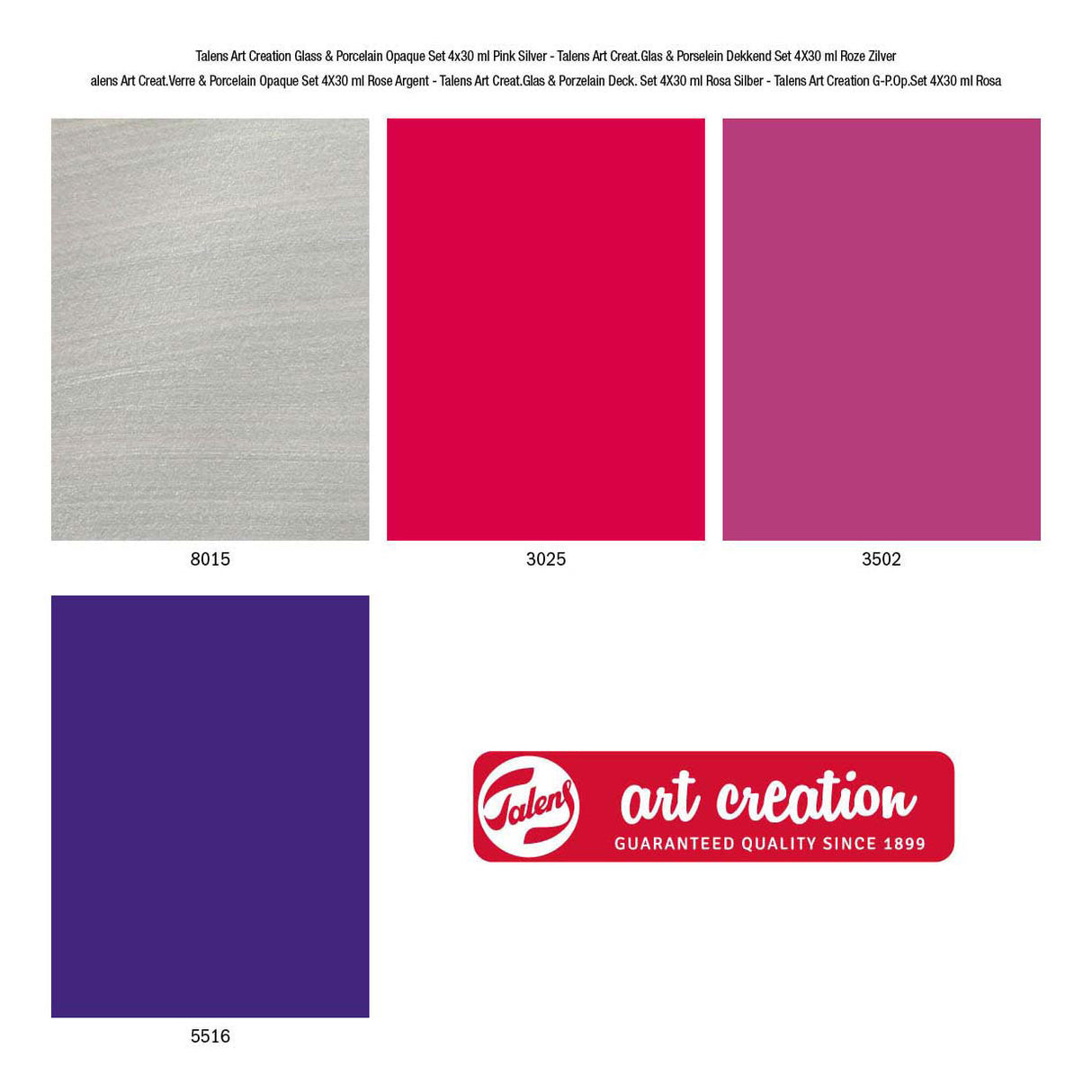 Talens Art creat.glass Porzellan opak 4 x30ml rosa silber