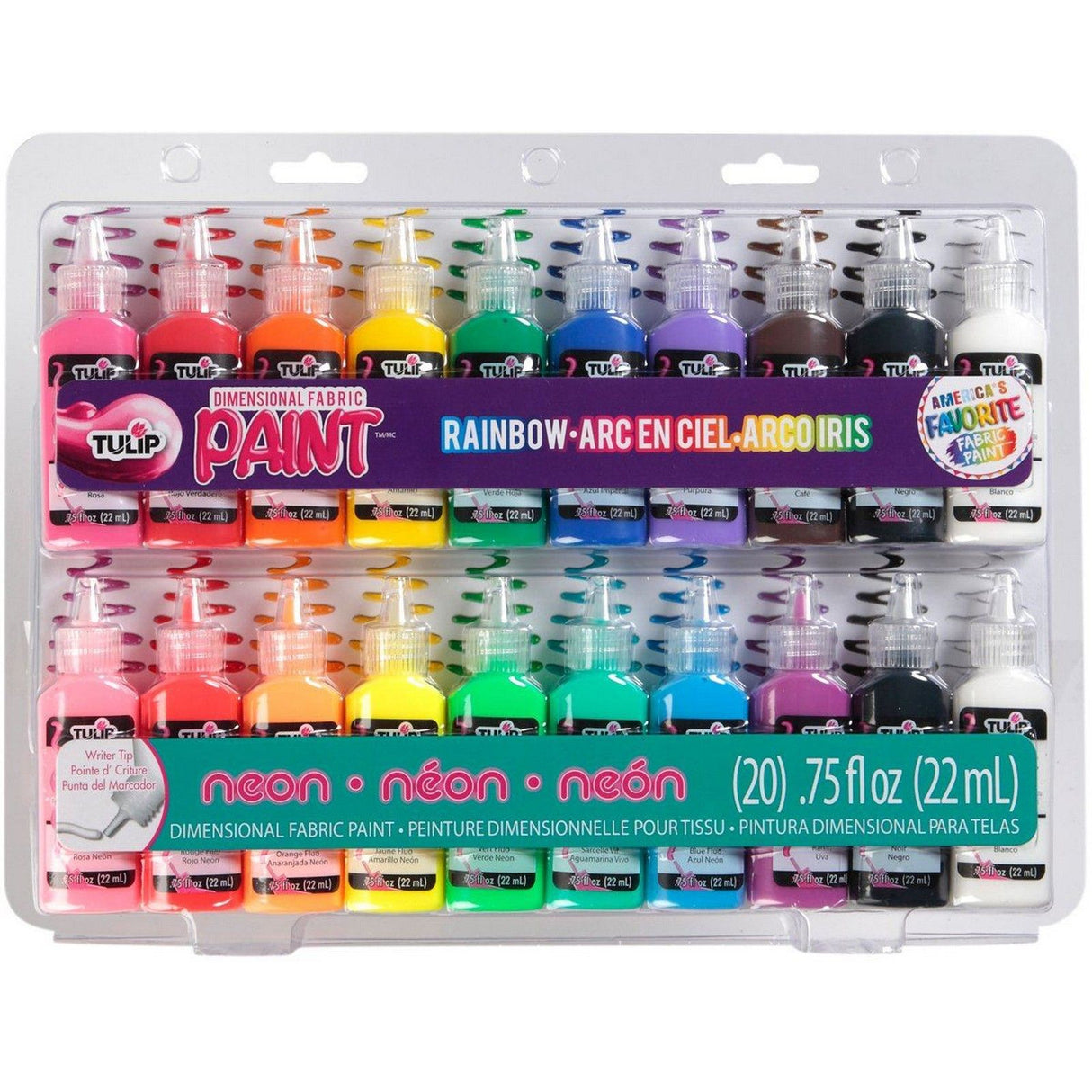 Tulpe • 3D-Textilfarbe 22ml Regenbogen-Neon 20St.
