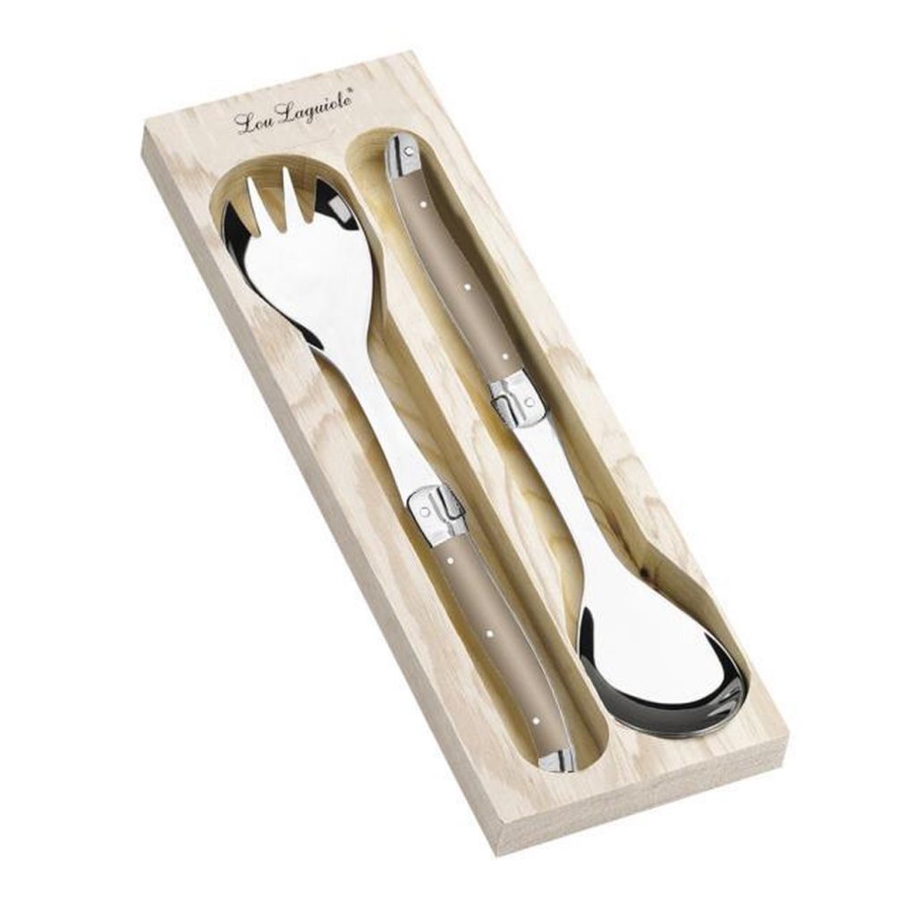 Lou Laguiole Lou Laguiole Salatbesteck + Holztablett 2-teilig Braun