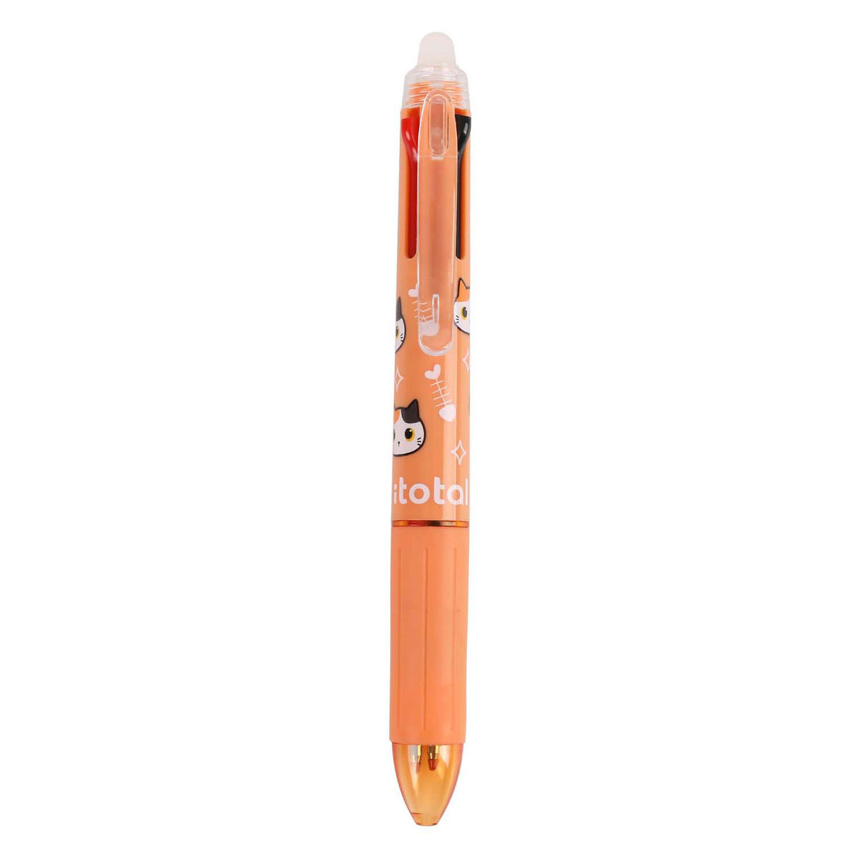 Itotal 4in1 radierbarer Mehrfarbenstift, orange Katze