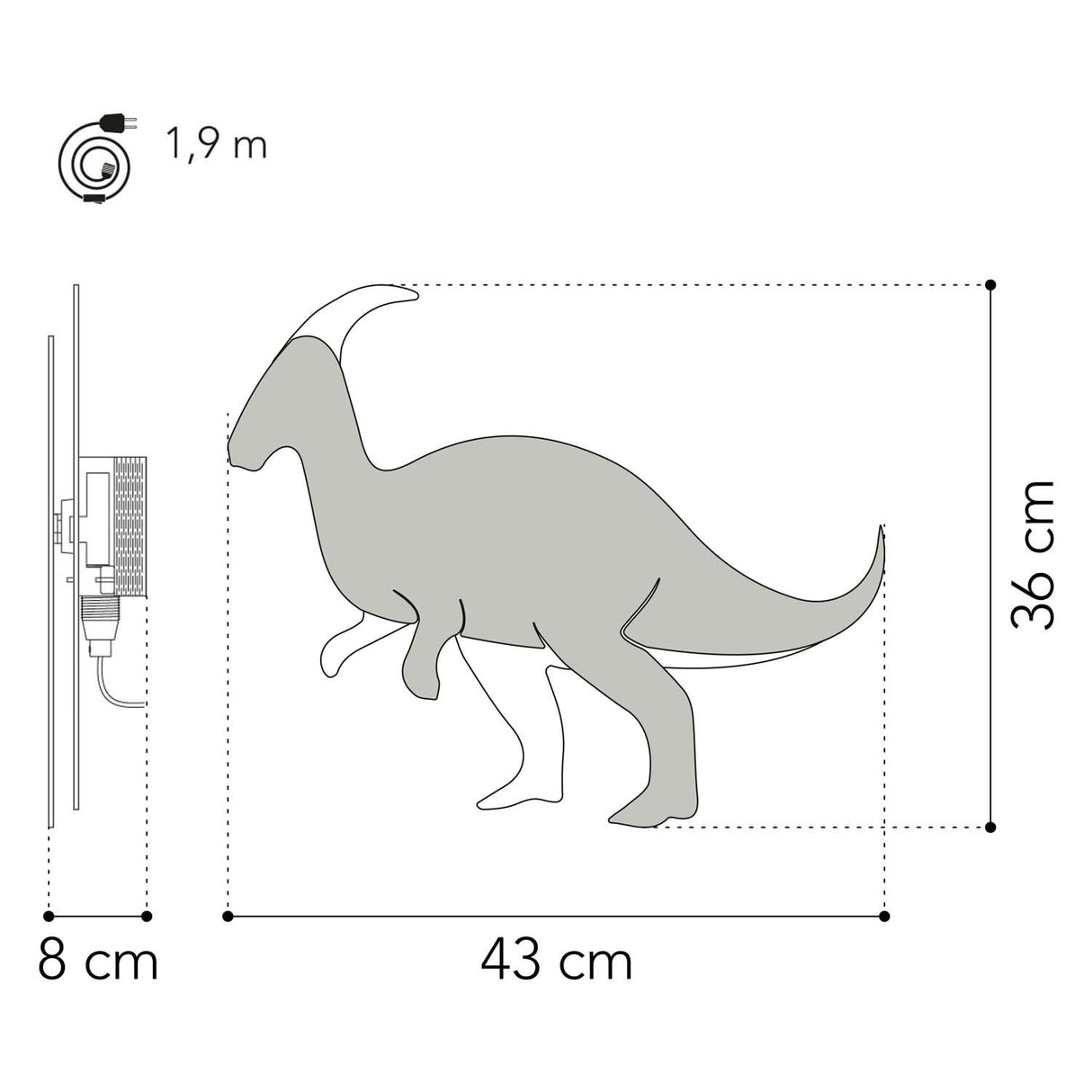 Aus Tjalle und Jaspis – Dino-Wandleuchte Parasaurolopus – Holz