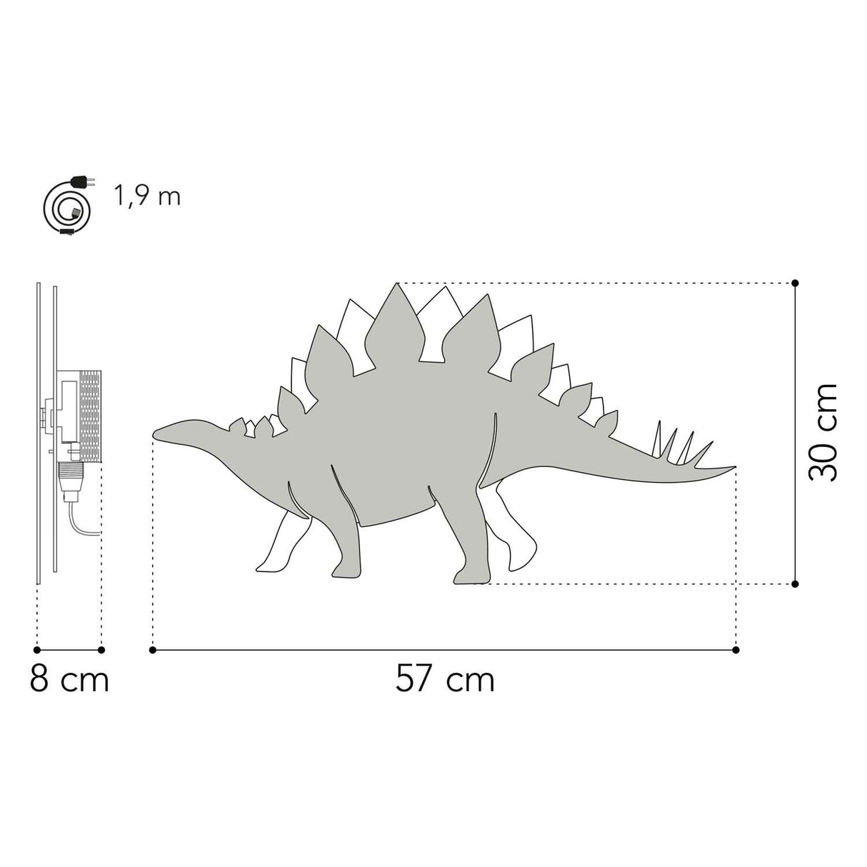 Von Tjalle und Jasper – Dino-Wandleuchte Stegosaurus – Holz