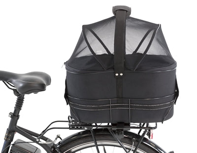 Trixie Fahrradkorb hinten schwarz mit Kissen und Haube