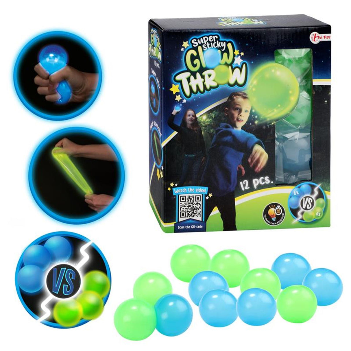 Toi-toys Toi Toys leuchtende Bälle im Dunkeln, 12-teilig