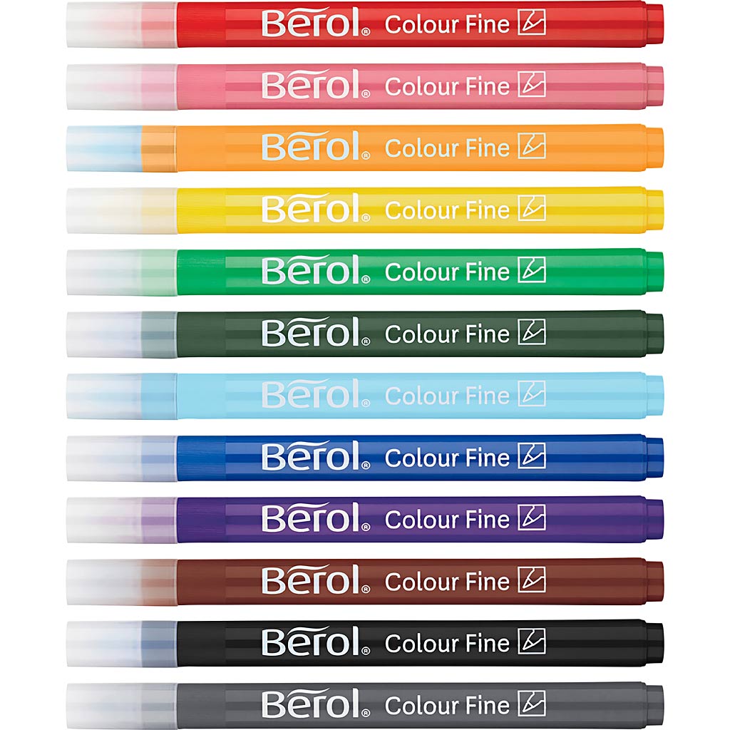Berol colourfine, D 10 mm, Strichstärke 0,3-0,7 mm, verschiedene Farben, 42 Stück 1 Box