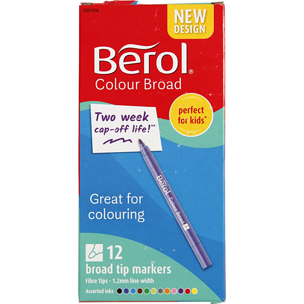 Berol Marker, D 10 mm, Strichstärke 1-1,7 mm, verschiedene Farben, 12 Stück 1 Box
