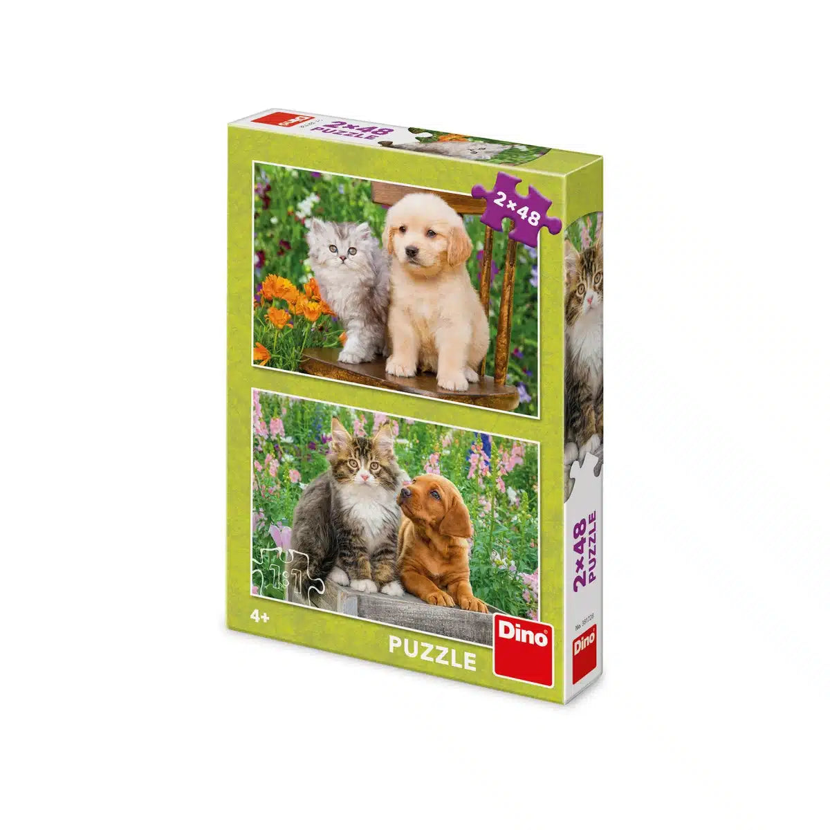 Dinotoys Dino-Kinderpuzzle mit Hund und Katze – 2 x 48 Teile