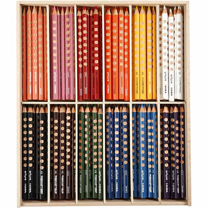 Lyra Rillen-Buntstifte, L: 18 cm, Mine 4,25 mm, verschiedene Farben, 12x12 Stück 1 Box