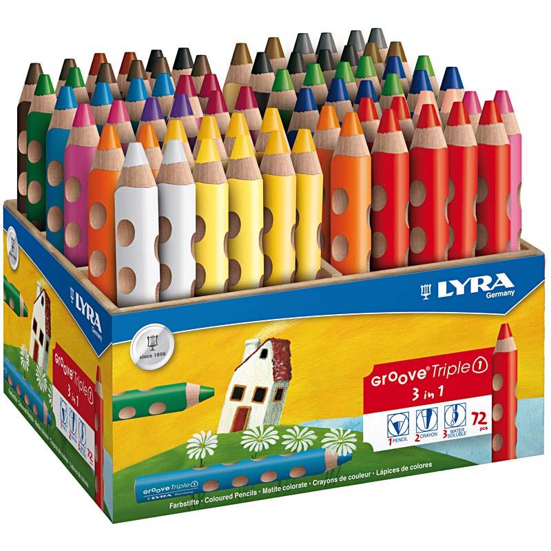 Lyra Groove Triple1 Buntstifte, L: 12 cm, Mine 10 mm, farbig sortiert, 72 Stück 1 Box