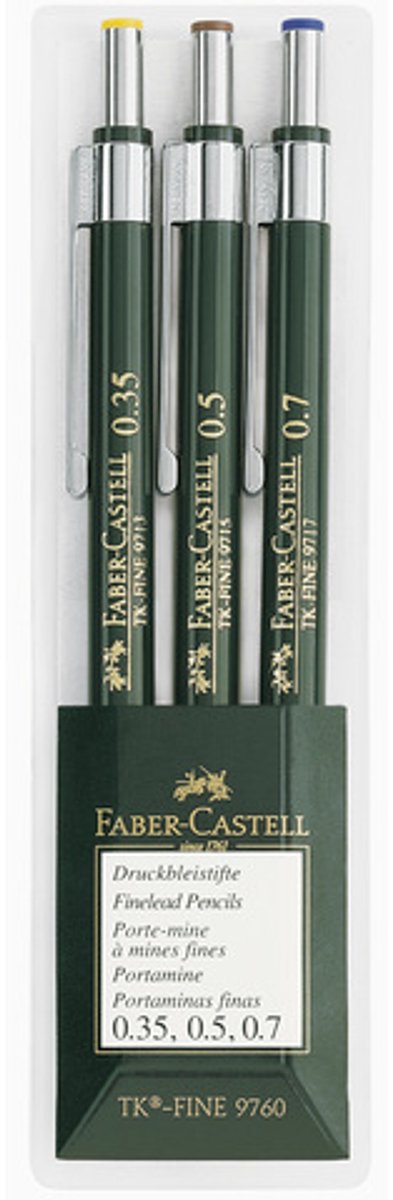 Faber-Castell Druckbleistift – TK-Fine 9760 – 3-teiliges Set – HB – FC-136030