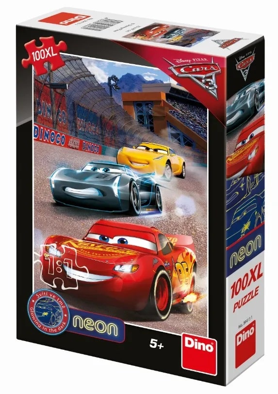 Dinotoys Dino-Puzzle – im Dunkeln leuchtende Autos – 100 XL-Teile