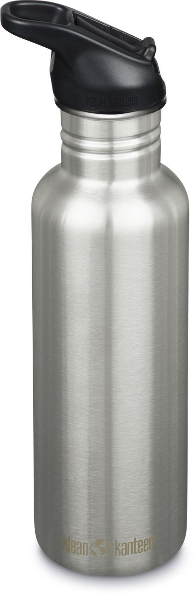 Klean Kanteen Trinkflasche – klassisch – Sportverschluss mit Flip – gebürsteter Edelstahl – 800 ml