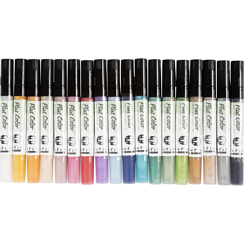 Kreativunternehmen https: www.cchobby.nl plus-color-marker-l-14-5-cm-line thick-1-2-mm-various-colors-5-5-ml-18-piece-1-box