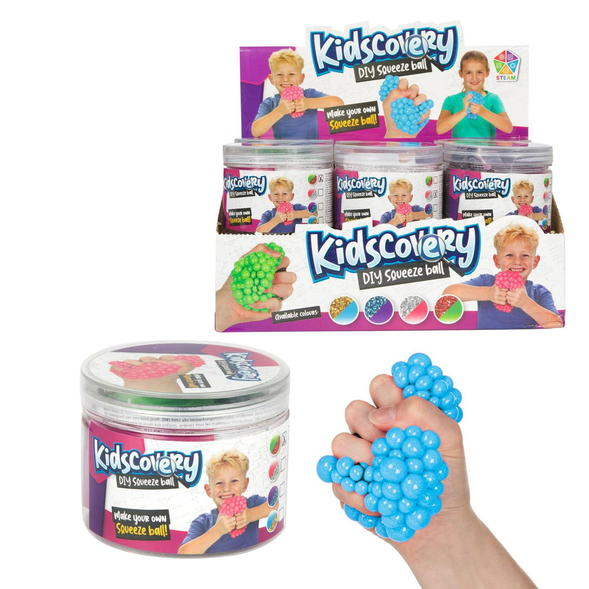 Toi-toys Kidscovery stellt einen Quetschball in einem Netz her, 4-fach sortiert