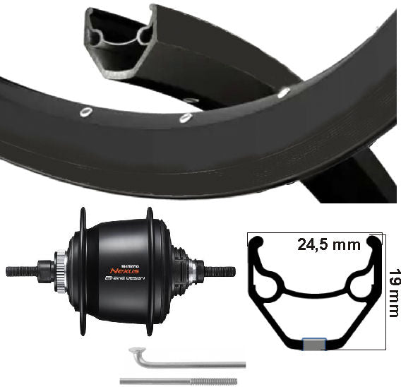 Kgs Hinterrad 28 Zoll (622) Ryde Felge schwarz Nexus 8 Center Lock schwarz