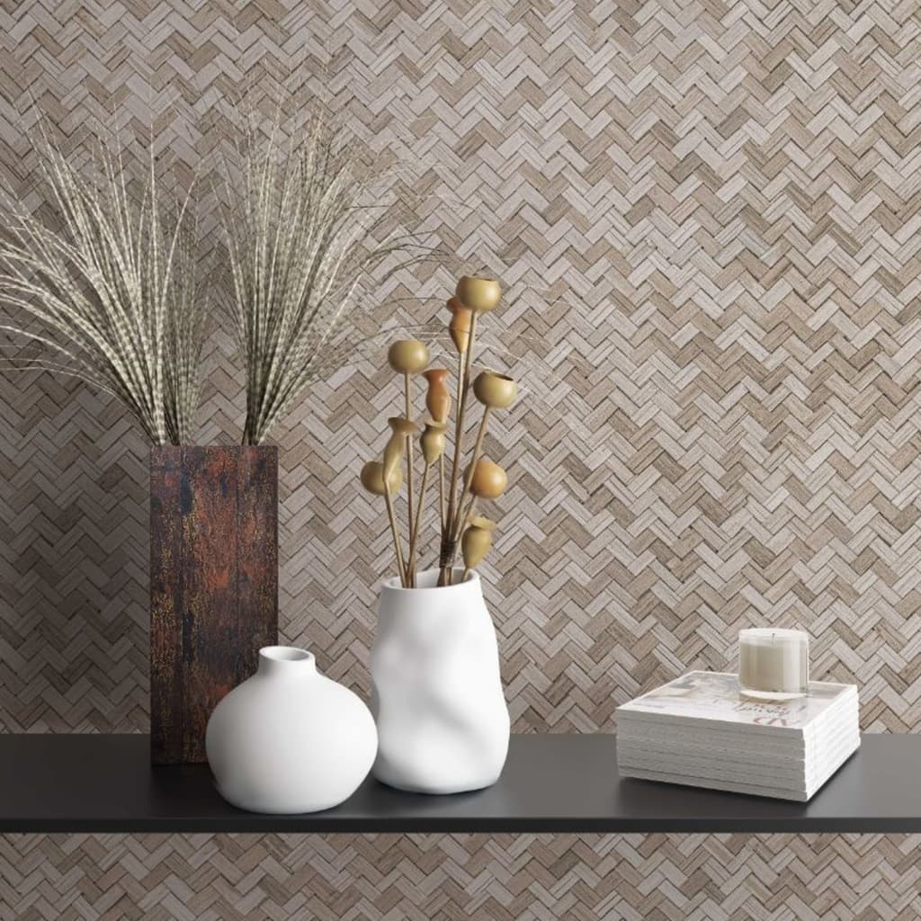 Nordwand Tapete Botanica Rattan Wickerwork Brown und Beige