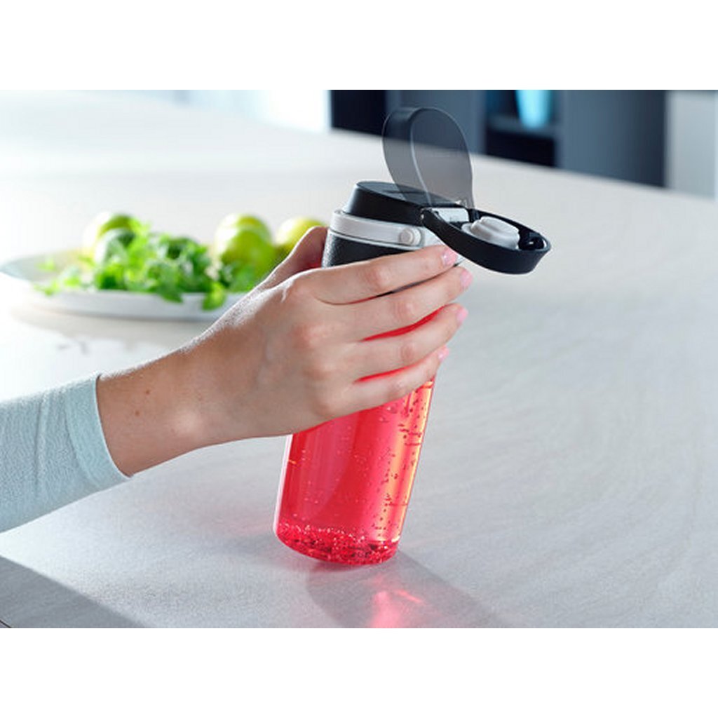 Leifheit 3263 Flip Tritan Trinkflasche 550 ml rot