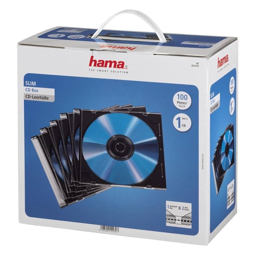 Hama CD Slim Box 100 Stück schwarz transparent