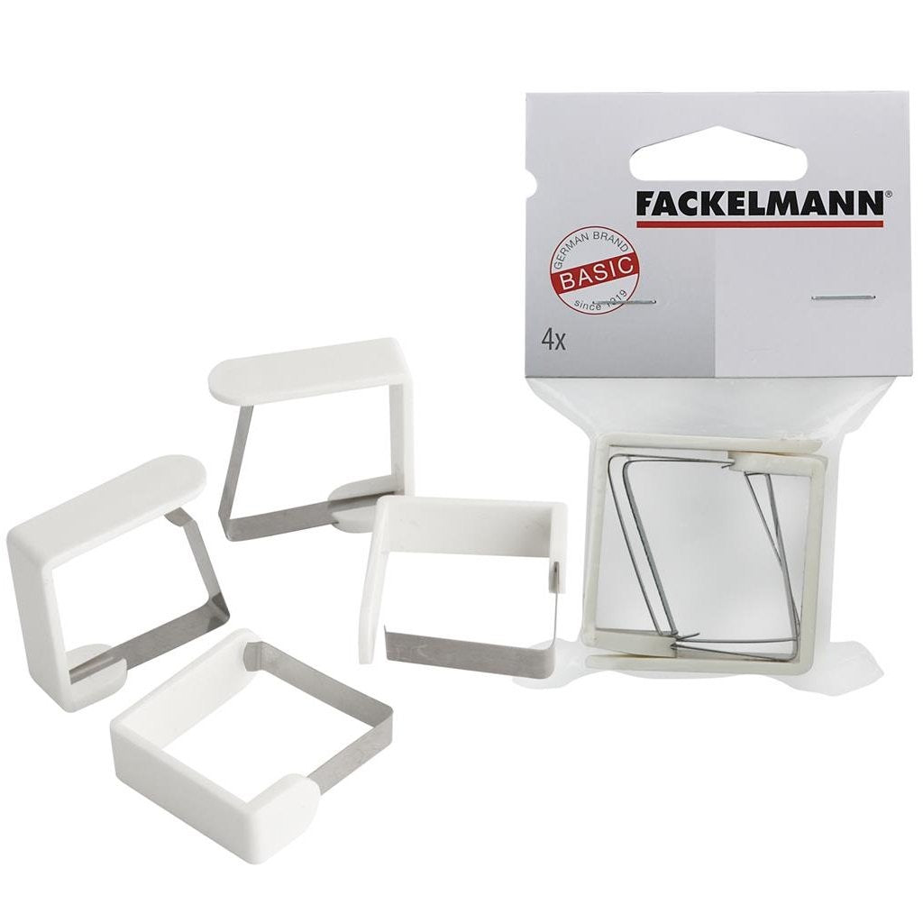 Fackelmann Tischdeckenklammern 4 Stück 45 mm Edelstahl weiß