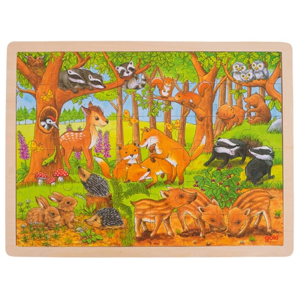 Goki Puzzle Tierbabys im Wald. 48 Stück.