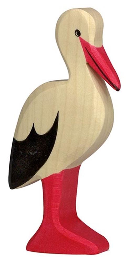 Holztiger Storch. 6 cm.