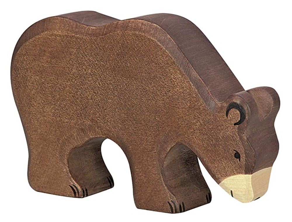 Holztiger Wildnis - Braunbär fressend - 15x3x11cm - Holzfigur - handgefertigt
