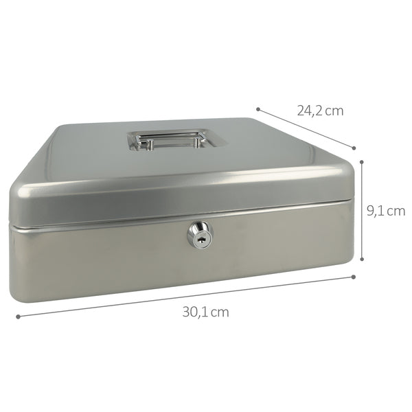 Westcott ac-e51002-zi Geldkassette 301x242x91mm silbergrau, Kunststoffeinsatz mit 5 Fächern