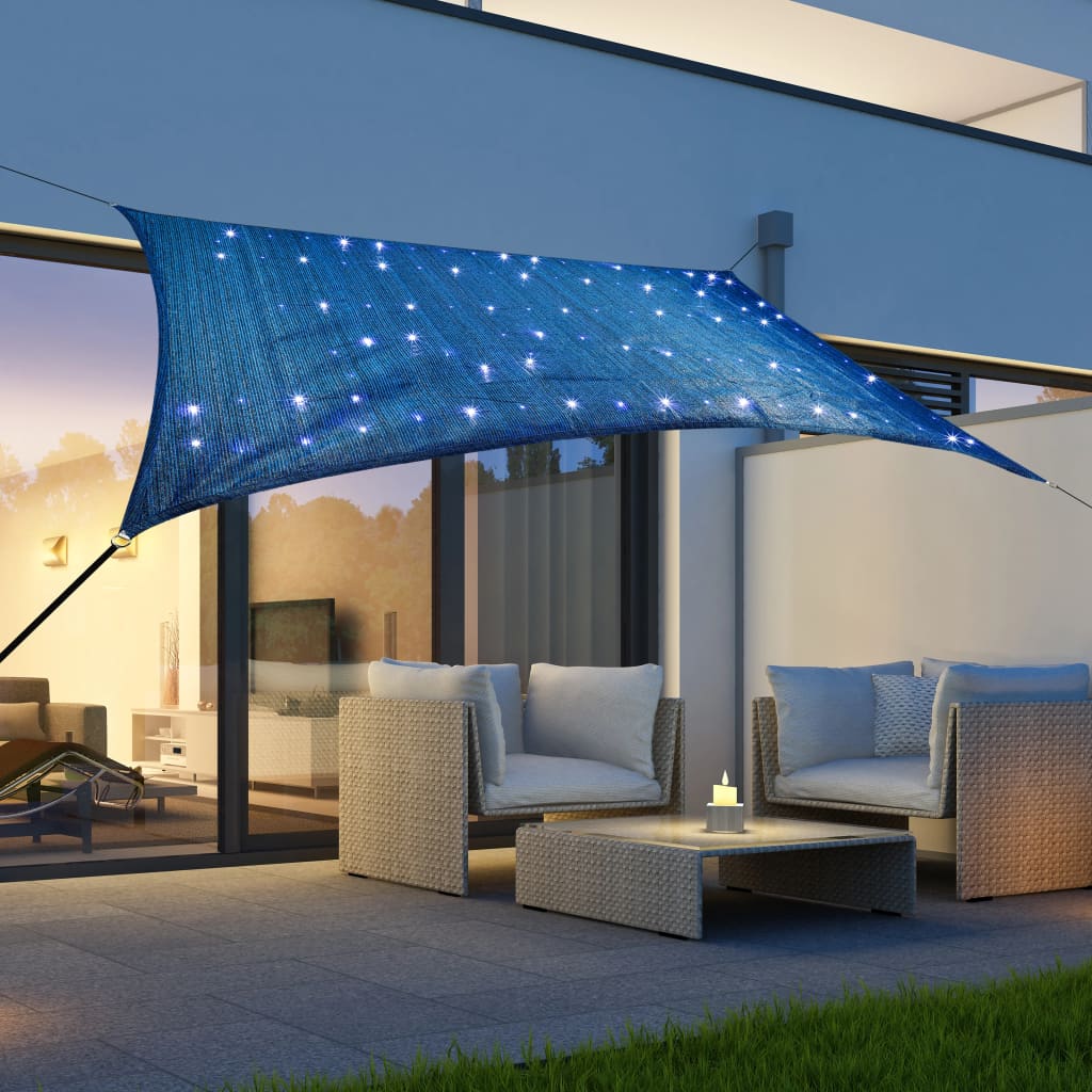 Hallo Zonnezeil mit 100 LEDs 2x3 m hellblau