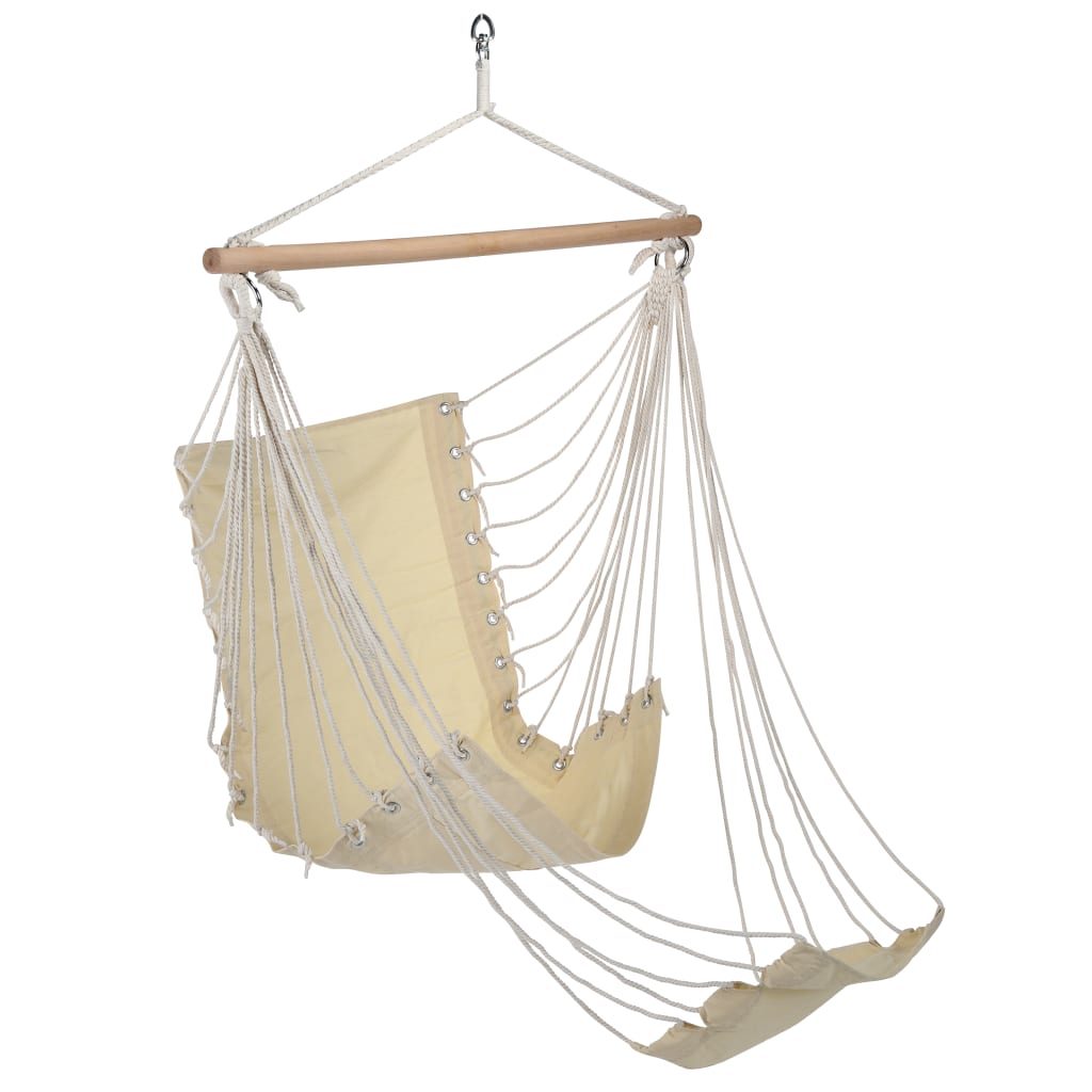 Hi Hanging Stuhl mit Fußstütze Baumwoll -Leinwand Beige