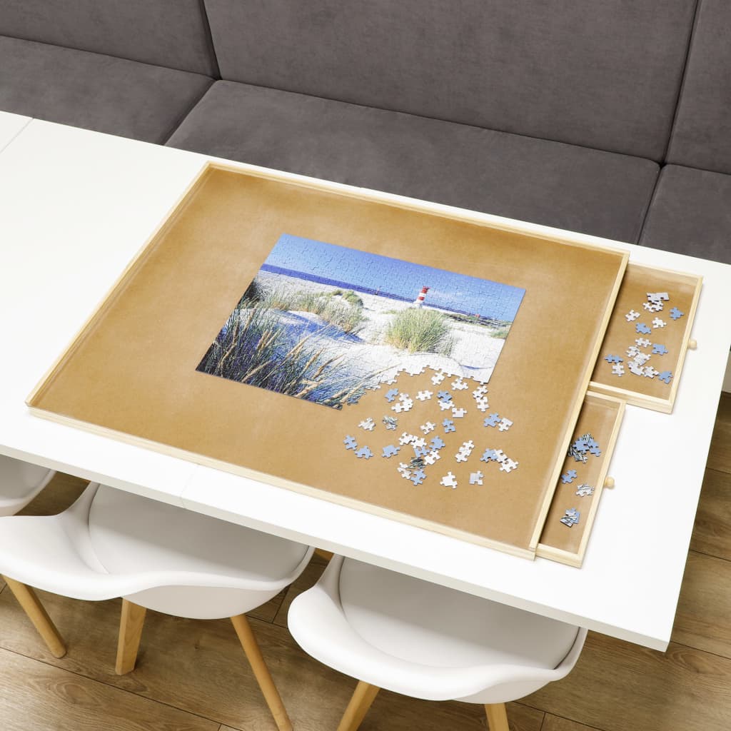 Hi -Puzzle -Tisch mit 4 Schubladen 76x57x4,5 cm Holz