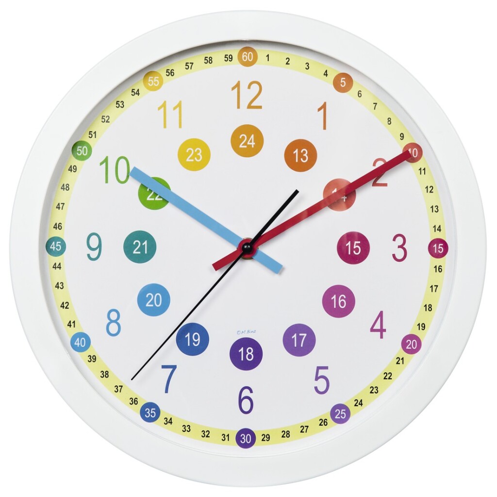 Hama-Wanduhr für Kinder, leicht zu erlernen, Durchmesser 30 cm, geräuscharm