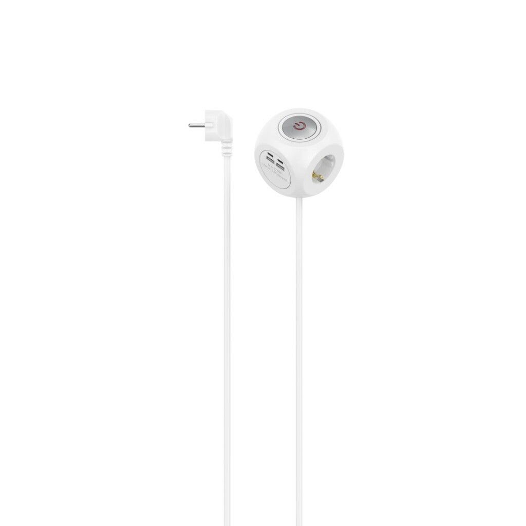 Hama Steckdosenleiste Cube 3-fach USB-C a 17 W mit Schalter 1,4 m weiß