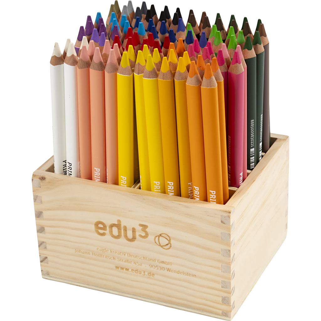 Edu3 Edu Jumbo Buntstift, Stärke 10 mm, Mine 6,25 mm, verschiedene Farben, 96 Stück 1 Box