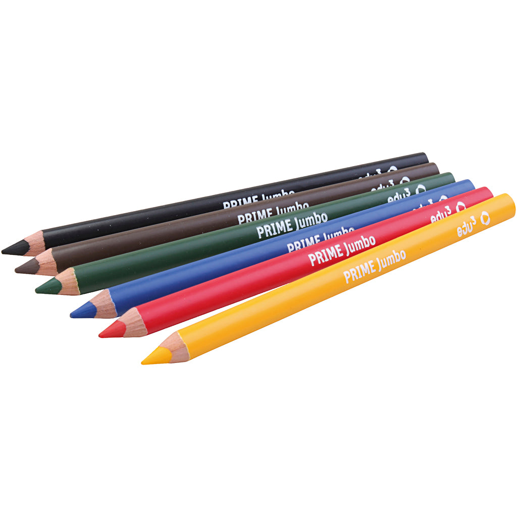 Edu3 Edu Jumbo Buntstift, Stärke 10 mm, Mine 6,25 mm, verschiedene Farben, 6 Stück 1 Box