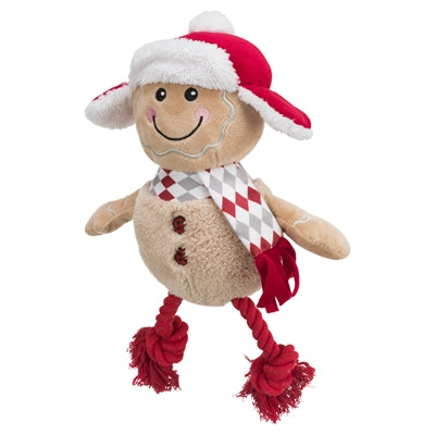 Trixie Weihnachtslebkuchenmann mit Zahnseideseil, Beine aus Plüschbaumwolle