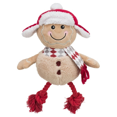 Trixie Weihnachtslebkuchenmann mit Zahnseideseil, Beine aus Plüschbaumwolle