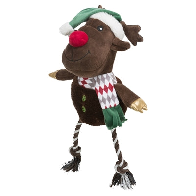 Trixie Weihnachts-Rentier mit Zahnseide-Beinen aus Plüsch-Baumwolle