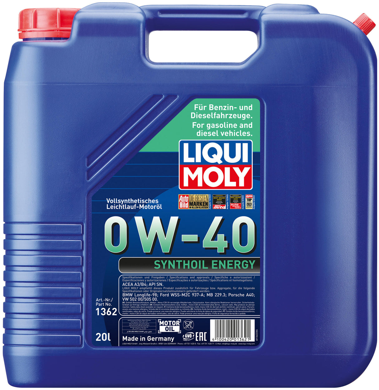 Liqui Moly Synthoil Energy Motoröl Motoroel Synthoil Energy LM 0W-40 20 Liter
