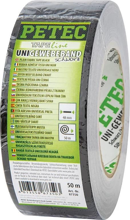 Petec Textilband Uni Gewebeband 50m schwarz