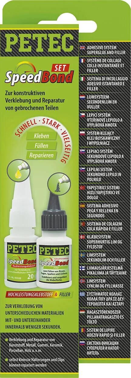 Petec Universal-Klebeset System Speedbond Hochleistungskleber Speedbond m.filler
