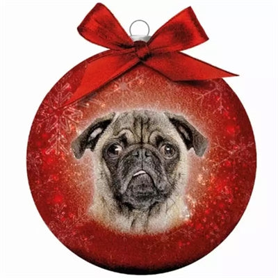 Plenty Gifts Weihnachtskugel gefrostet Mops rot