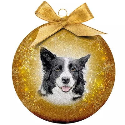 Plenty Gifts Weihnachtskugel, gefrostet, Border-Collie-Gelb