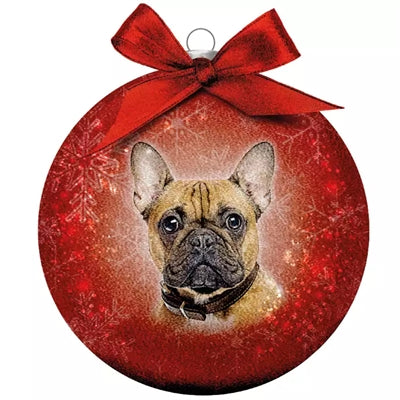 Plenty Gifts Weihnachtskugel, gefrostet, französische Bulldogge, Rot