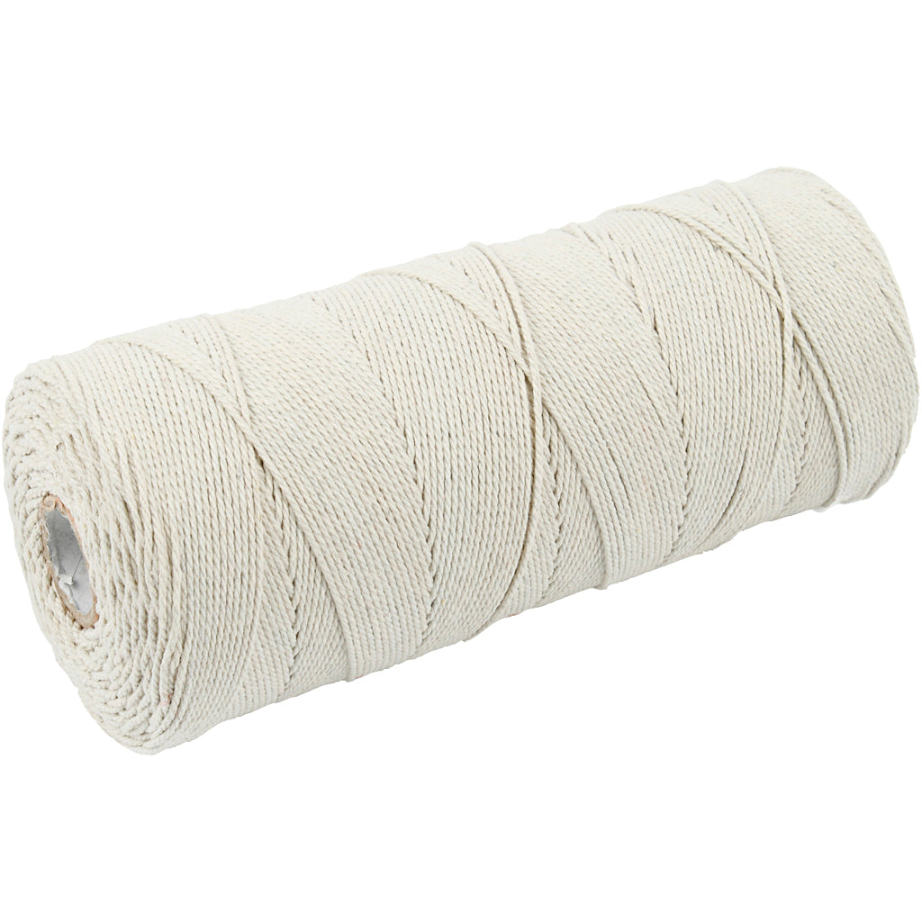 Creativ Company Makrameeschnur, L: 315 m, Stärke 1 mm, dünne Qualität 12 12, hell natur, 220 g 1 Knäuel