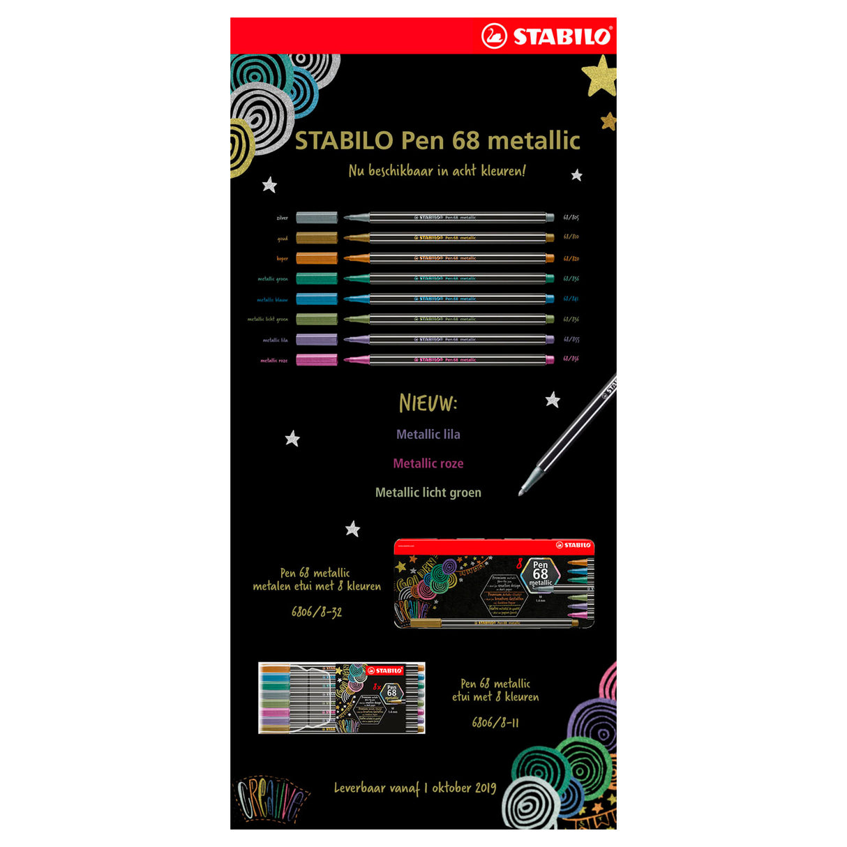 Stabilo Filzstift 68 Metallic-Etui mit 8 Stück