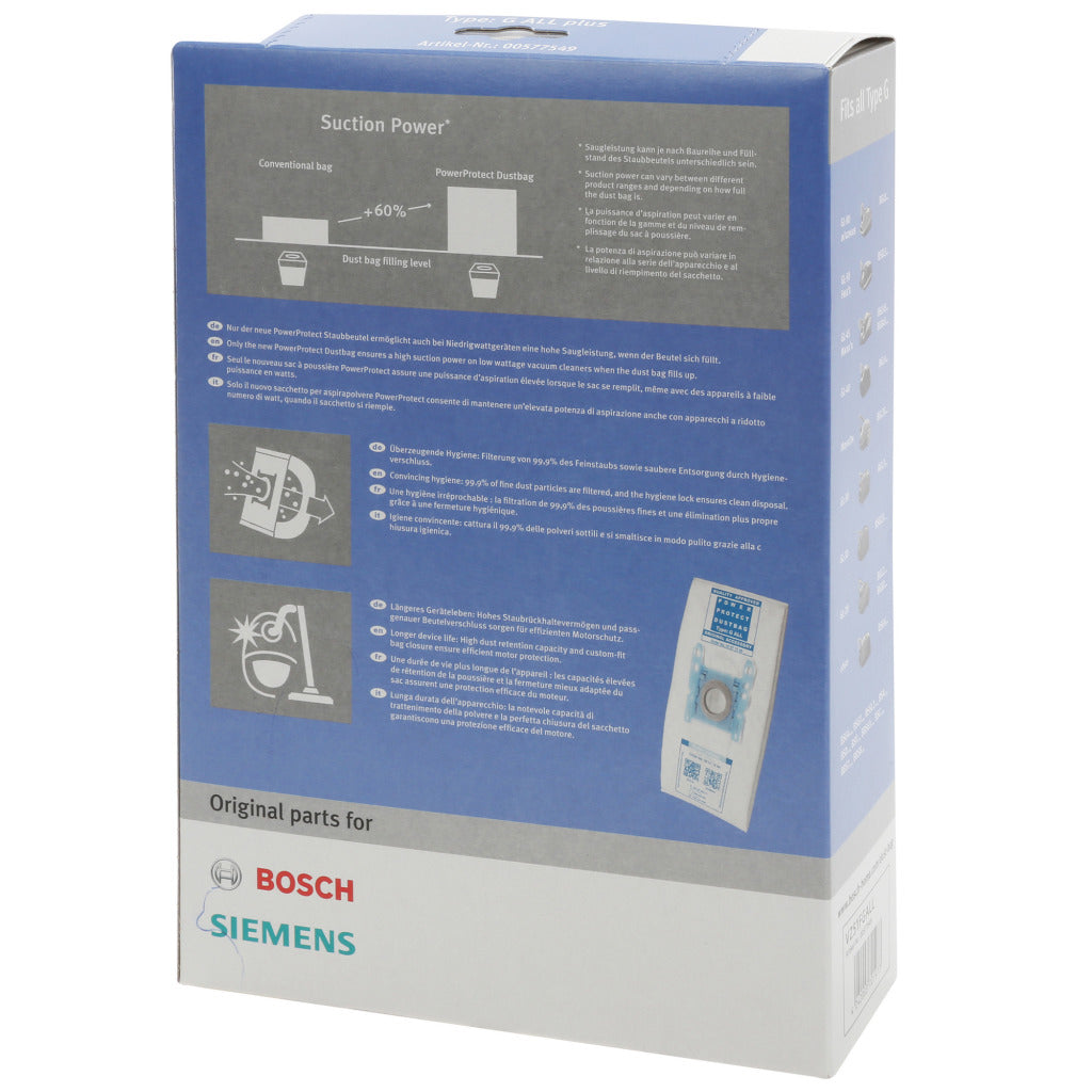 Bosch Siemens SIEMENS BBZ51FGALL Staubsaugerbeutel Typ G PowerProtect Staubbeutel