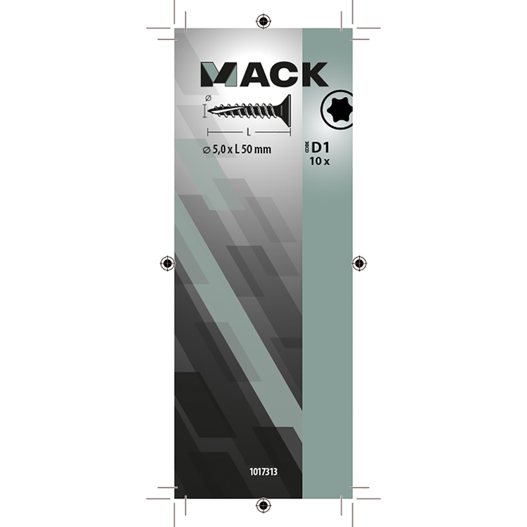 Mack 1017313 - spaanplschr.vzkop-zelfb. geelverz. 10 st 5,0 x 50 mm | 10 stuks