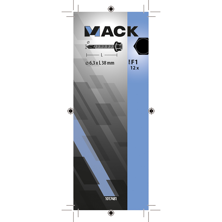 Mack 1017481 - zelfborende schroef zesk.kop verz. 12st 6,3 x 38 mm | 5 stuks